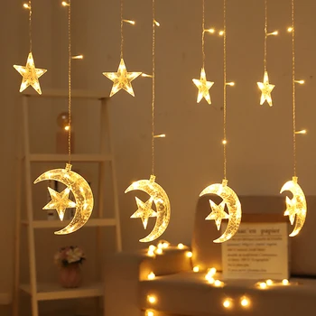 

Elk Bell Moon Stars String Light LED Christmas Decor For Home New Decor Year Christmas Tree Decoration Decoration Xmas