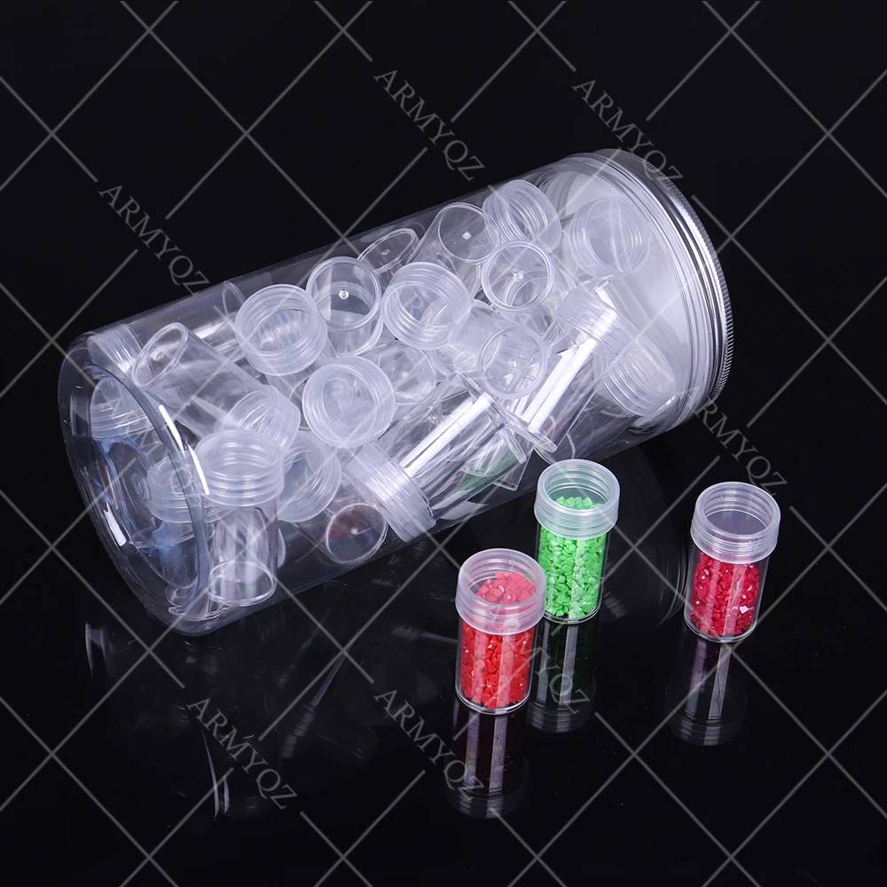 

Clear Plastic Bead Storage Containers Set with 30/48/57 Pieces Storage Jars Diamond Painting Accessory Box Transparent Bottles