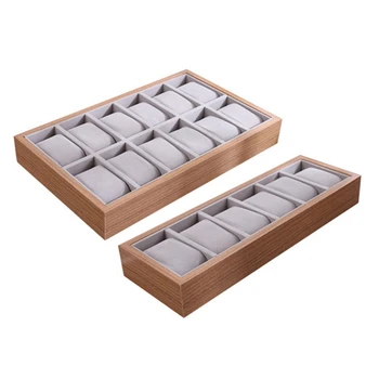 

2 Pcs Pillow Style Jewelry Watch Bracelet Display Tray Box Necklace Earring Container Boxes 12 Slots & 6 Slots