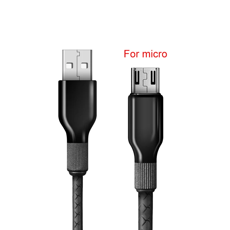 ESVNE 3A быстро Зарядное устройство данные микр USB кабель для передачи данных для iPhone XiaoMi android 8 контактный шнур провод Тип usb-C кабель USB C для зарядки мобильного телефона - Цвет: Black For Micro usb