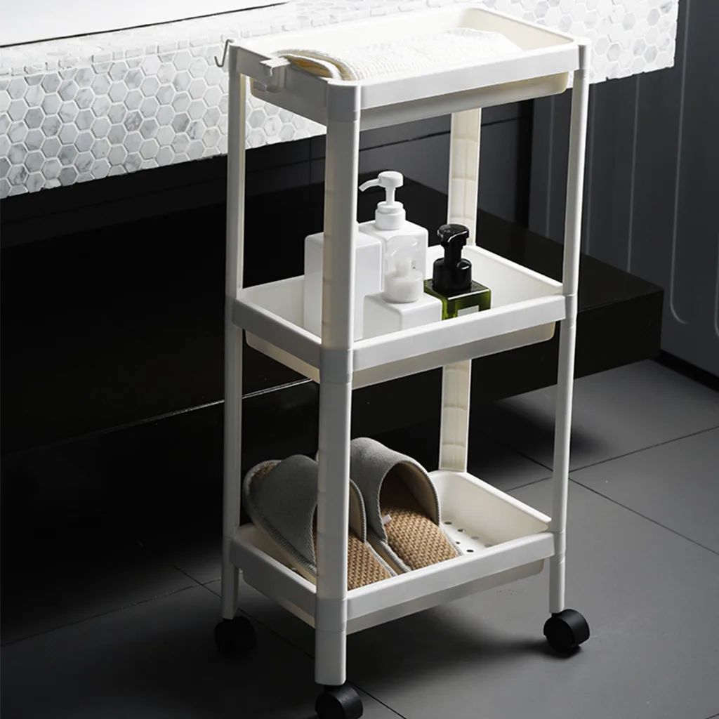 

Kitchen racks floor pulleys removable trolleys multi layer storage items Home storage shelves