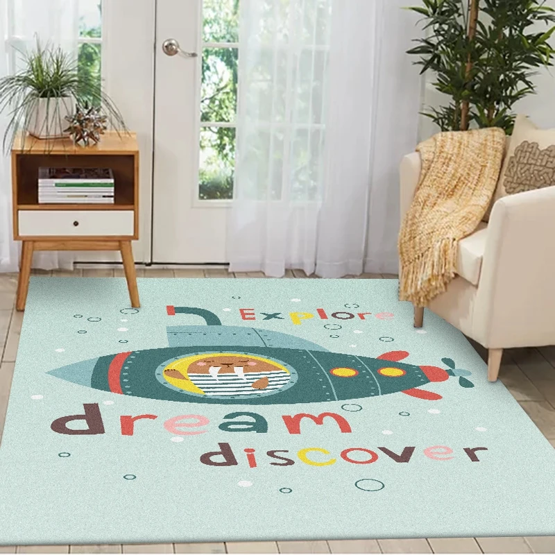 Us 9 63 35 Off Cute Dream Discover Kids Carpets Living Room Home Decor Area Rugs Bedroom Children Tapete Cartoon Play Tent Non Slip Floor Mats On