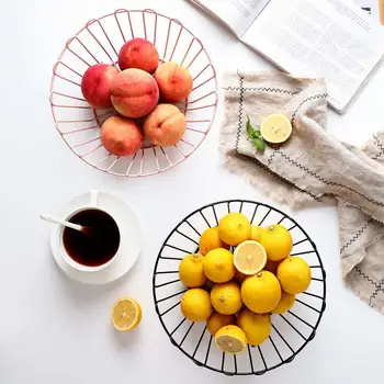 

New Desktop Snacks Candy Fruit Basket Kitchen Creative Iron Storage Drainer Fruit Plate Vegetables Organizer Washing Baskets