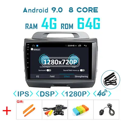 Android 9,0 1280*720P Carplay 4G 64G gps для Kia Sportage 3 4 SL 2010 2011 2012 2013 мультимедийное радио без DVD блока - Цвет: 9.0 4G 64G DSP 1280P