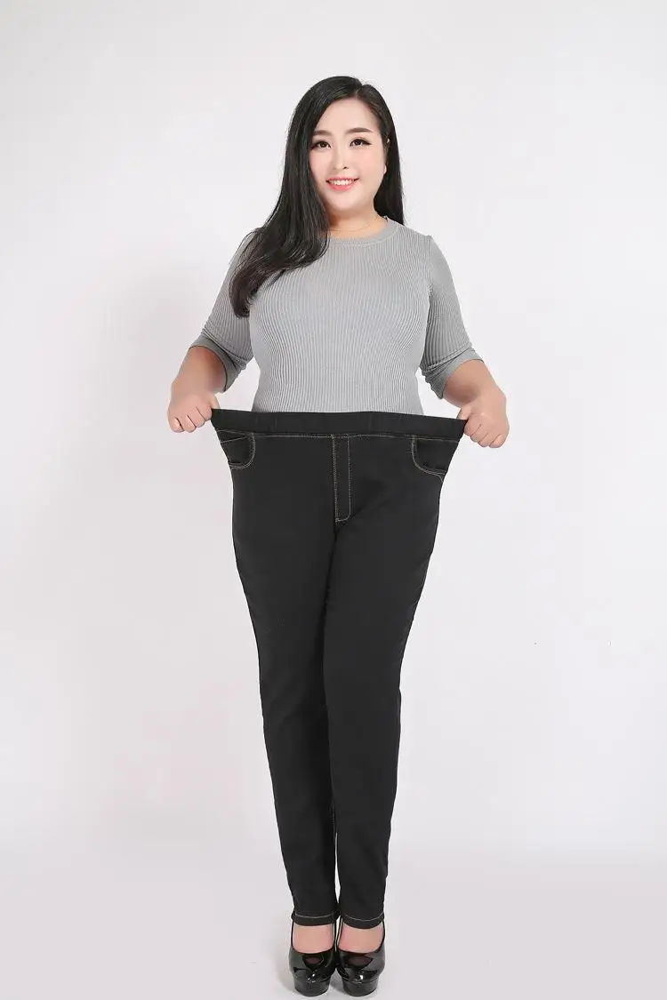 2XL-9XL Autumn Winter Large Size jean Women Casual High Waist Stretch Pencil Denim Pants 6XL 7XL 8XL Plus size Jean Trouser