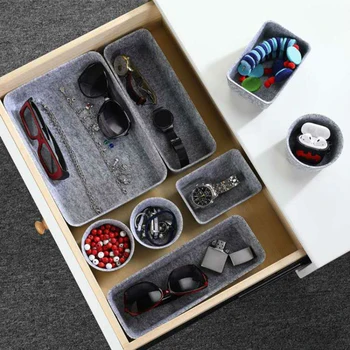 

8PCS INS DiningTable Multifunctional Felt Storage Box Plant Jewelry Snacks Desk Drawer Partition Seamless Debris Storage Box