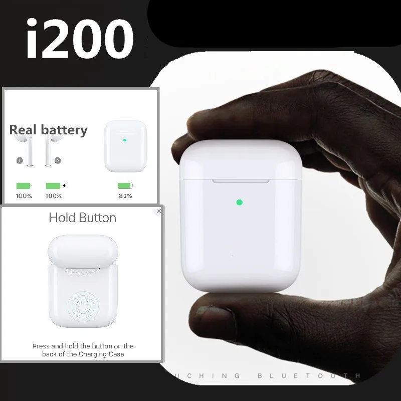 I200 TWS Bluetooth наушники 1:1 Реплика Поколение 2 всплывающие беспроводные наушники QI Беспроводная зарядка умный датчик реальная батарея