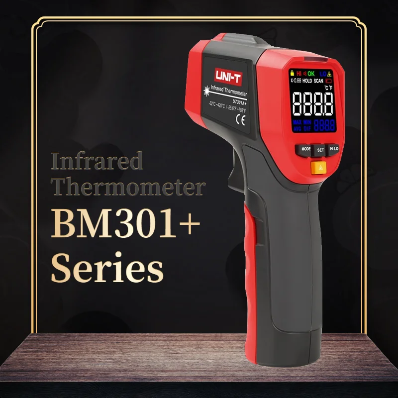 UNI-T UT301A+/UT301C+/UT302A+/UT302C+/UT303A+/UT303C+ инфракрасный термометр промышленный высокой четкости цветной экран термометр