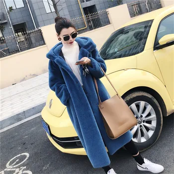 

2020 Winter Long Fur Coat Women Mink hair Hooded Warm Thick Coats Female Outwear fashion Loose Imitation Fur Jackets Overcoat