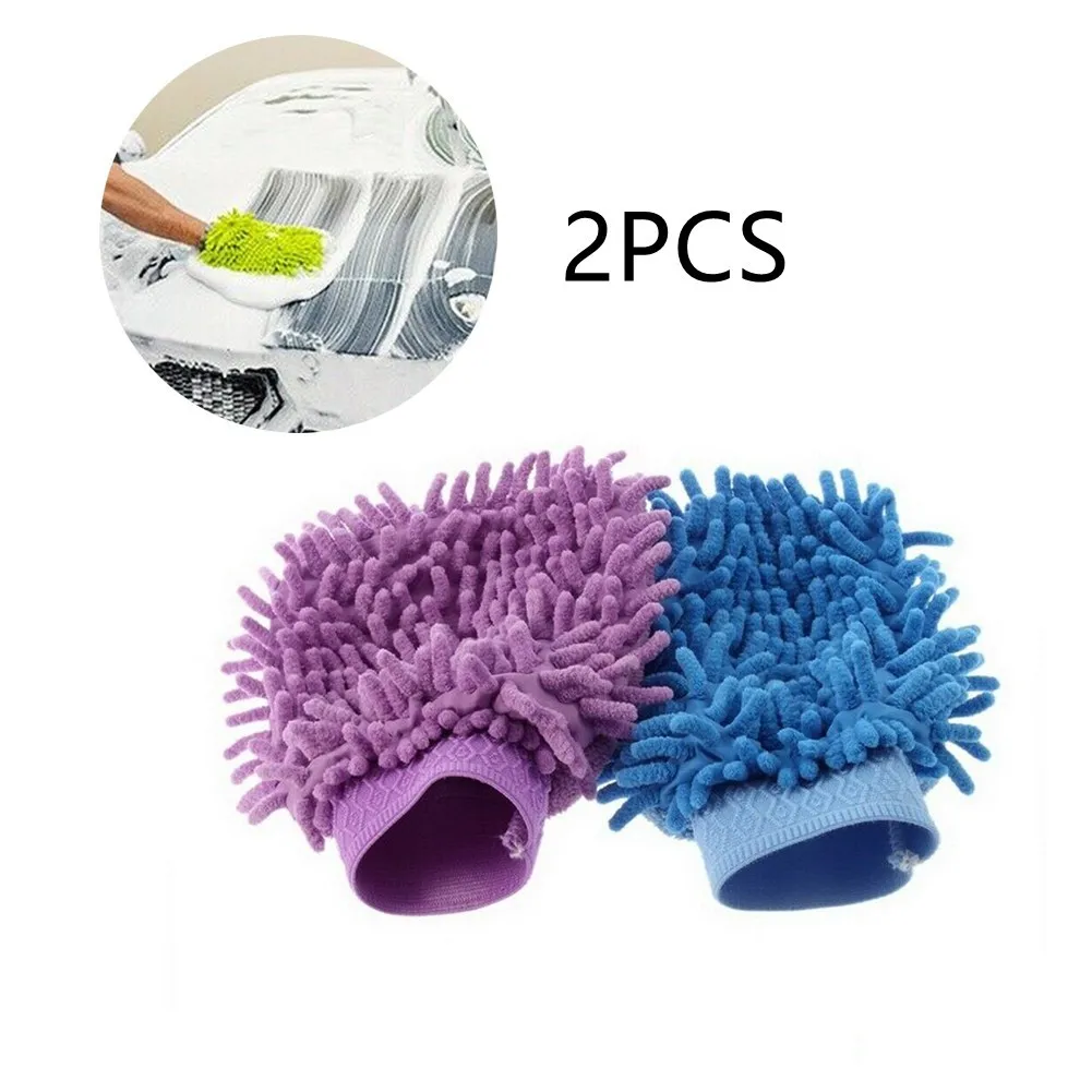 2/1pcs Car Wash Gloves Microfibre Glove Car Care Kitchen Household Wash Washing Cleaning Mit Clean Easy To Clean And Dry Random car seats cleaner