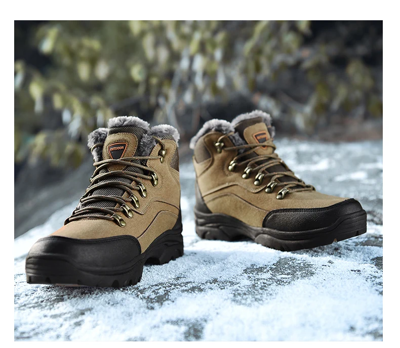 Large Size 47 Men Hiking Shoes Waterproof Tactical Boots Outdoor Climbing Sneaker Winter Warm Trekking shoe High-top Plus Velvet