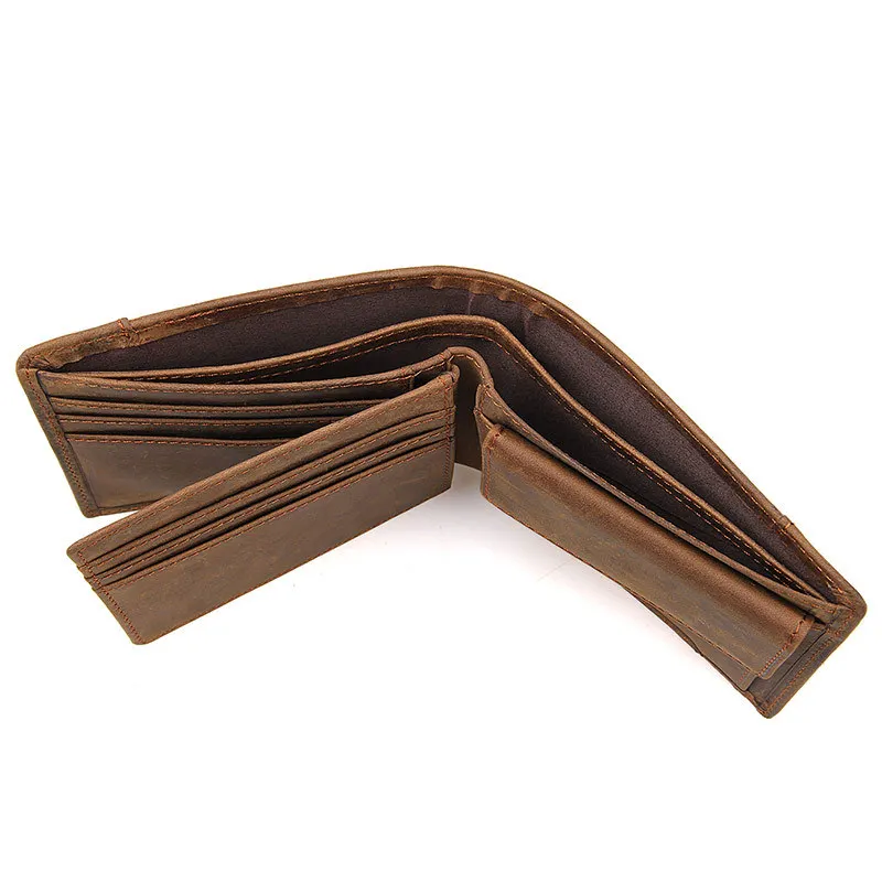 Дешево Кожаный короткий Мужской кошелек для кредитных карт