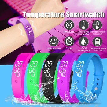 

Body Temperature Measurement Watch LED Monitor Time Date Display Vibration Alarm Alarm Clock Waterproof Smart Watch Wristband