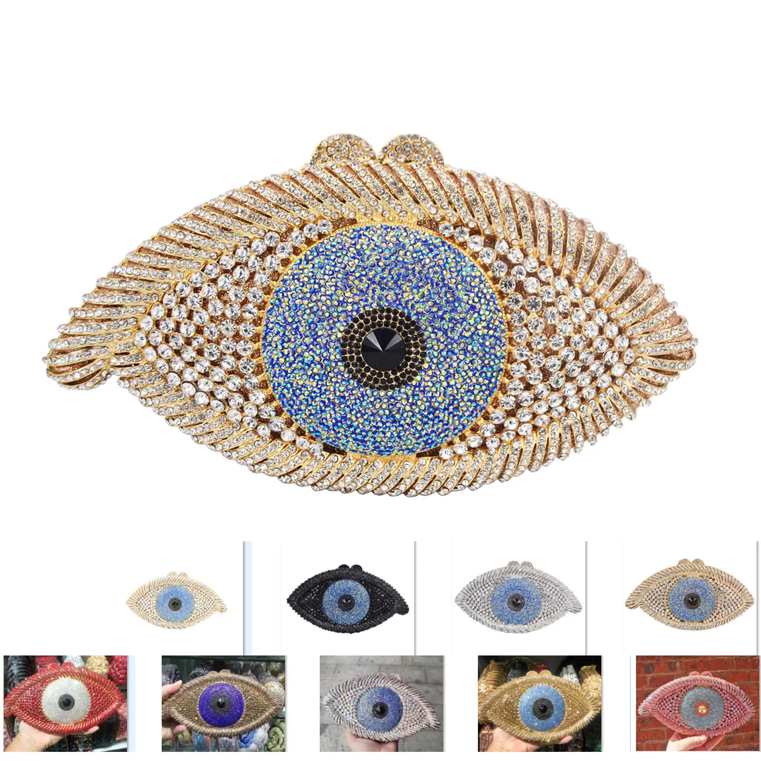 Più nuovo Animail Designer Evil Eye borsa da sera in cristallo borsa da sera da donna oro argento nero pochette da festa Lady banchetto pochette sc757