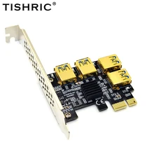 Tishric dourado pcie pci-e riser cartão 1 a 4 usb 3.0 cubo multiplicador x16 pci express 1x 16x adaptador para bitcoin eth mineiro de mineração