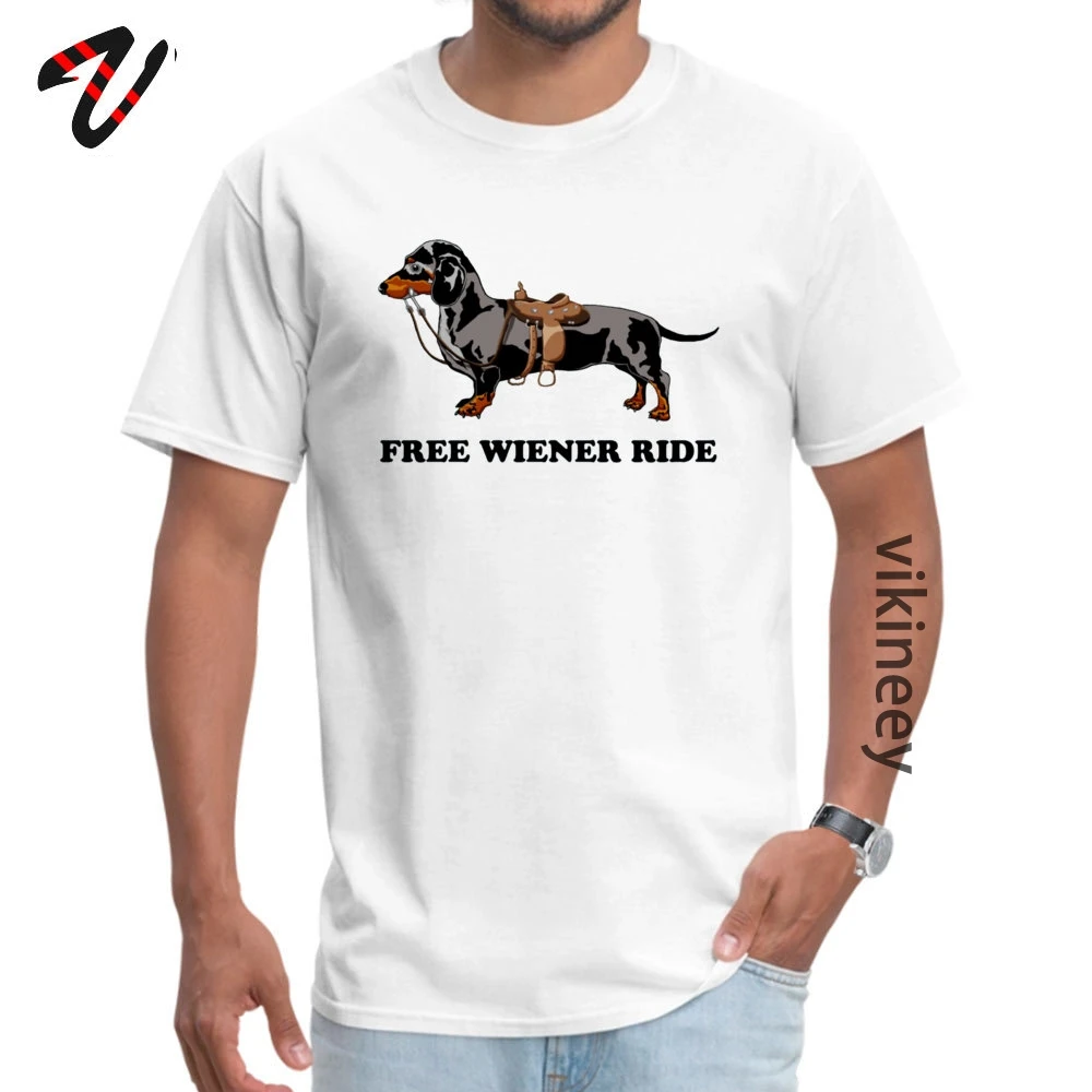 Tees Dachshund ride Tees Summer Brand Funny Short Sleeve Cotton Crew Neck Men&amp;#39;s Tshirts Funny Free Shipping Dachshund ride 2117 white
