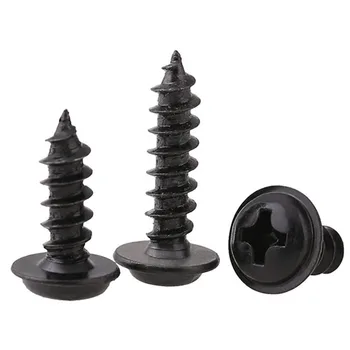 

Black Cross Round Head with Pad Self Tapping Small Screw PWA Philips Pan Head with Gasket Tapping screw M1.4M1.7M2 200pcs