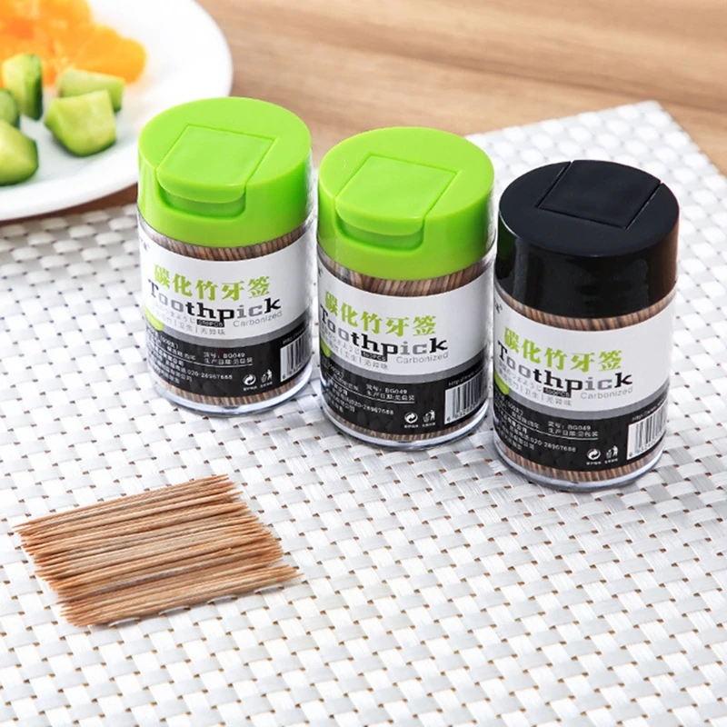 500Pcs Disposable Carbonized Bamboo Wooden Toothpicks Ultra Thin Double