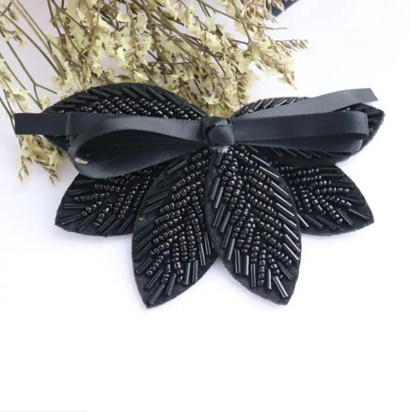 Ручной работы из бисера лист Бабочка Ткань наклейки платок украшения одежды DIY аксессуары
