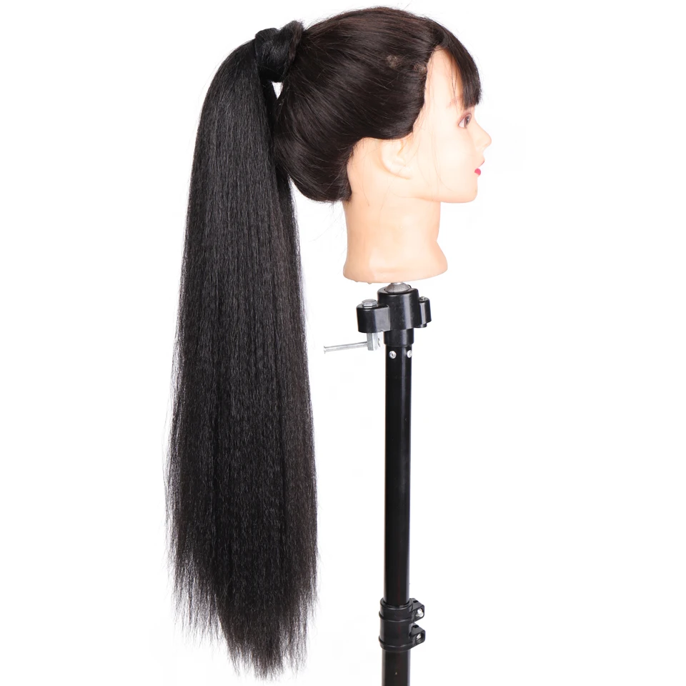 Buqi 26 Dyujmov Vysokaya Temperatura Volokna Klip V Poddelnye Volosy Chastej Afro Dlinnye Pryamye Konskij Hvost Sinteticheskaya Pricheska Gulka Volosy Dlya Narashivaniya Aliexpress Mobile