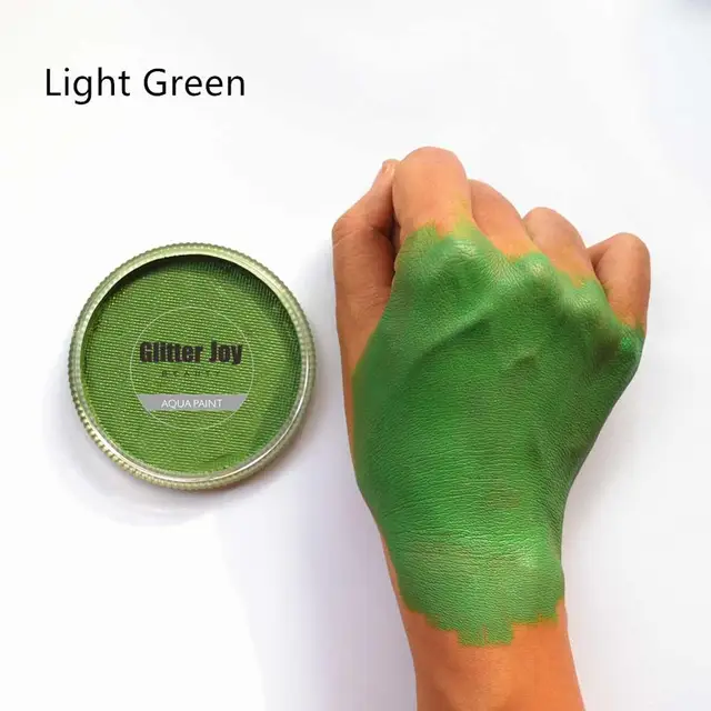 Verde chiaro 30 g/pz attivato dall'acqua verde chiaro puro viso pittura per il corpo trucco in costume festa in maschera strumento di trucco di bellezza 1