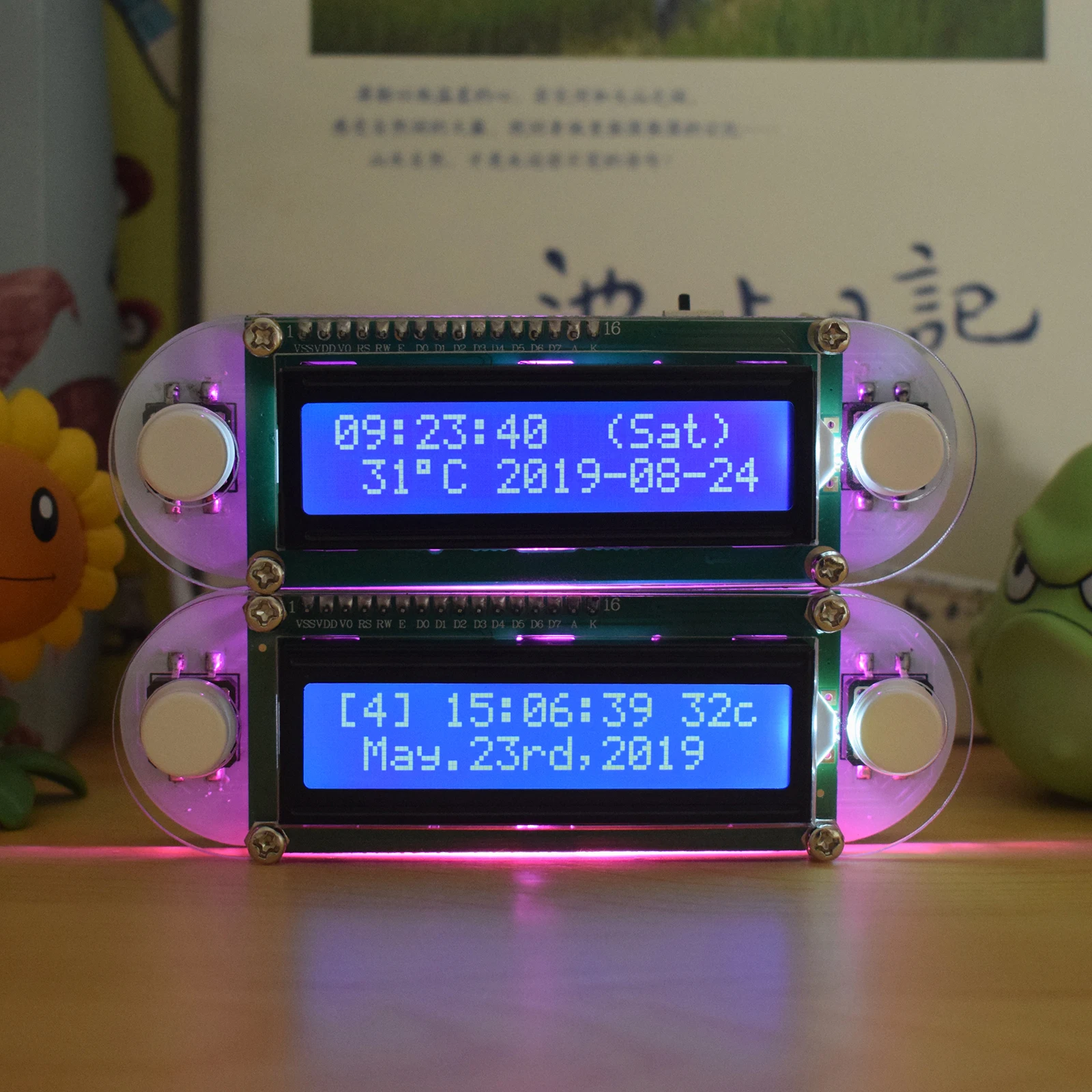 Alarme Vibratório LCD, Kit Relógio DIY, Tempo,