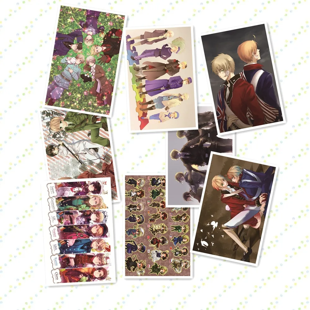 8 шт./лот/лот аниме Hetalia постеры игрушка различных картин оси силы стены тисненый