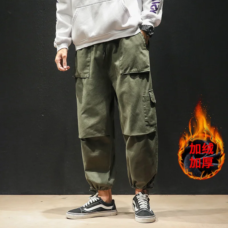 

2019 Hk1040 plus Velvet Japanese-style Macheda Large Size Workwear Beam Leg Pants with Velvet M-5x HK11