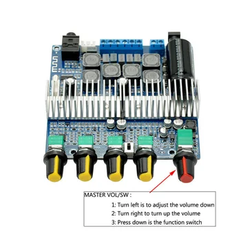 

Bluetooth4.2 TPA3116D2 Digital 2.1 Audio Amplifier Board 100W+50W+50W DC 12-24V Support Bluetooth Audio Reception
