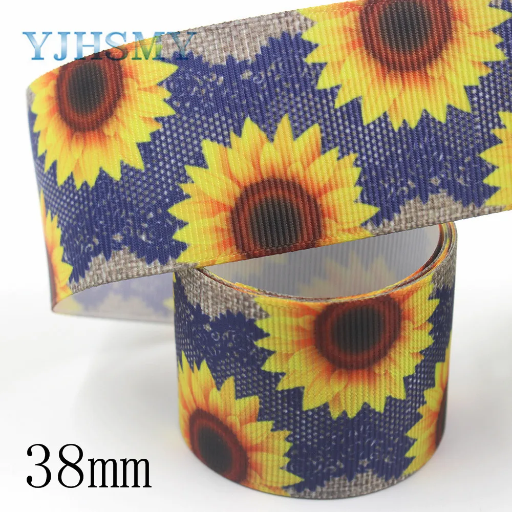 I-191123-2579 YJHSMY I-191123-2578, 38 мм 10 ярдов различные весенние цветы мультфильм корсажные ленты, лук Кепка, одежда, украшения для вечеринки сделанные своими руками - Цвет: I-191123-2579