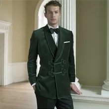 Бархатный костюм смокинги для мужчин Классический костюм Slim fit Свадебное платье для выпускного вечера шаль блейзер с лацканами куртка и брюки