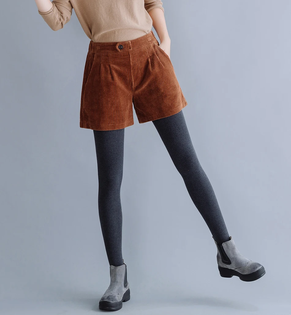 Tataria 5XL вельветовые шорты с высокой талией для женщин, Осень-зима, большие размеры, шорты для женщин, уличная одежда, винтажные шорты с карманами
