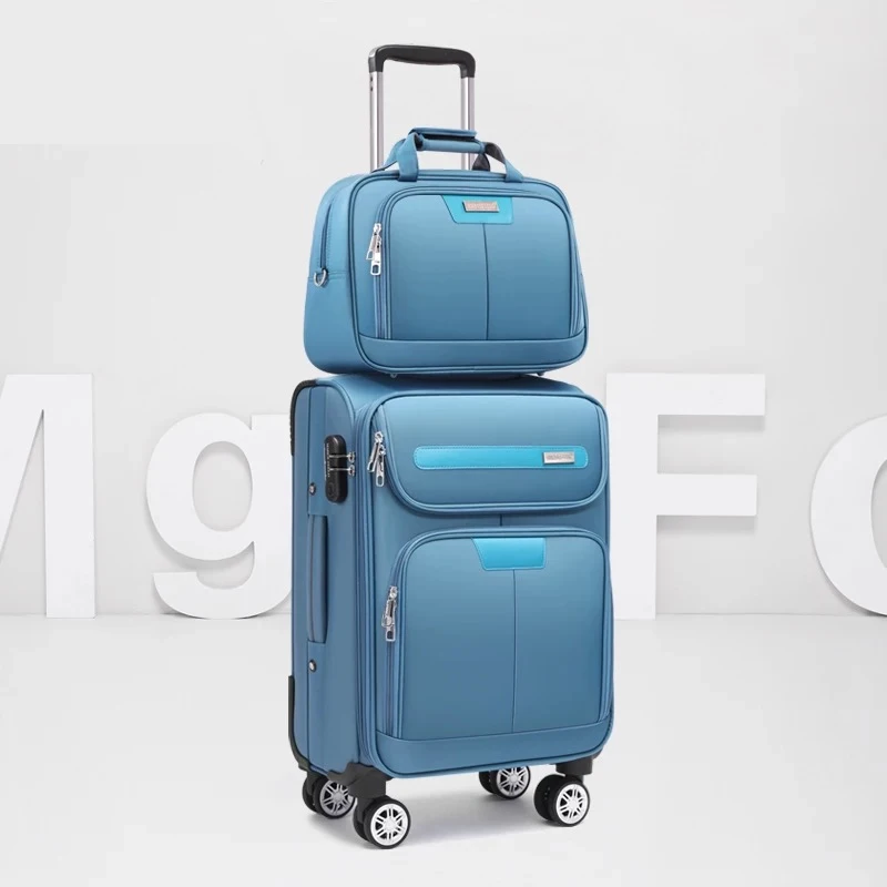 Men Business luggage series 20/22/24 inch nylon Handbag Rolling Luggage sets,Women Spinner brand Travel Bag Trolley Suitcases - Цвет: blue(set)