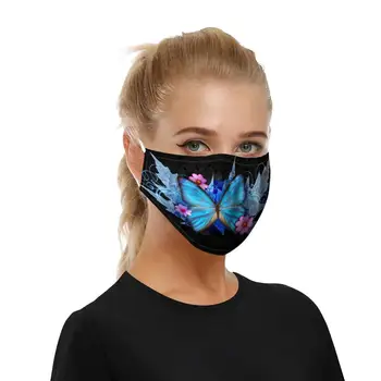 

Blue Butterfly Print Face Mask For Women Men Cotton Dustproof Foggy Haze Outdoor Riding Protective Mask Fashion Face Mask Q4