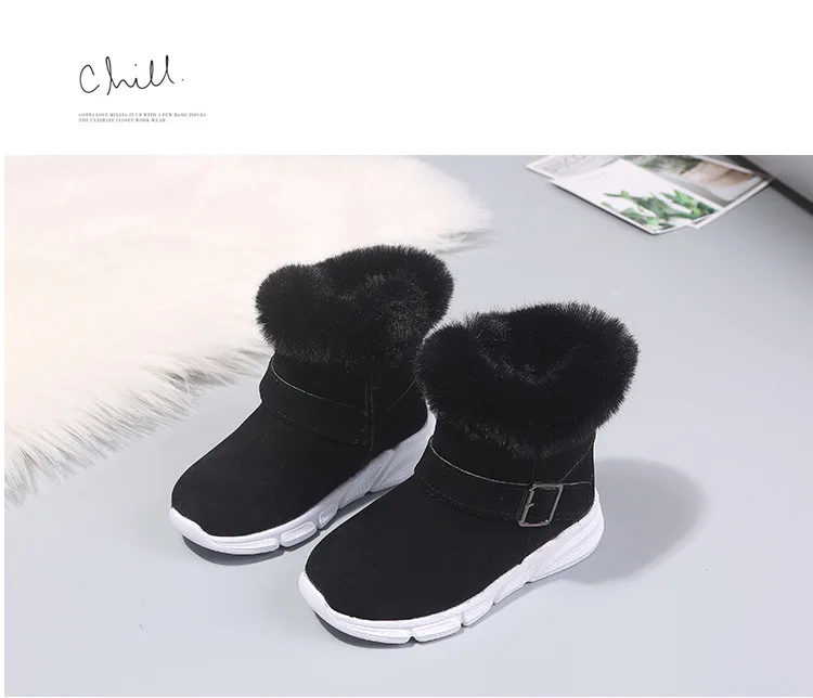 Новая модная зимняя детская обувь; Chaussure; очень идеальная Уличная обувь на плоской подошве для маленьких девочек; зимние сапоги с кроличьим мехом; теплая обувь