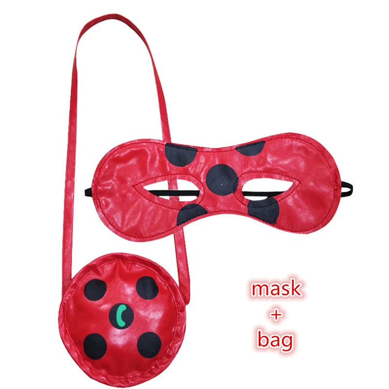 Bag mask Новинка; популярная одежда; Карнавальный Костюм Леди Баг, Божья коровка; вечерние костюмы на Рождество, Хэллоуин, карнавал; Детский костюм для девочек; От 3 до 10 лет - Цвет: Bag mask