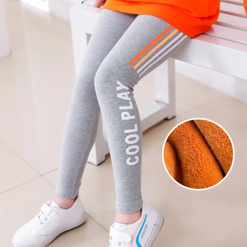 4-13Y New Winter Toddler Fall Girls Print Striped Warm Leggings Skinny Pants Cotton Kids Children's fitness Baby Trousers Sport