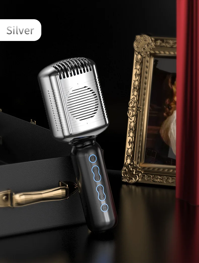 Retro Microphone, Classic Retro Style Condenser Bluetooth Karaoke Portable Microphone Mic