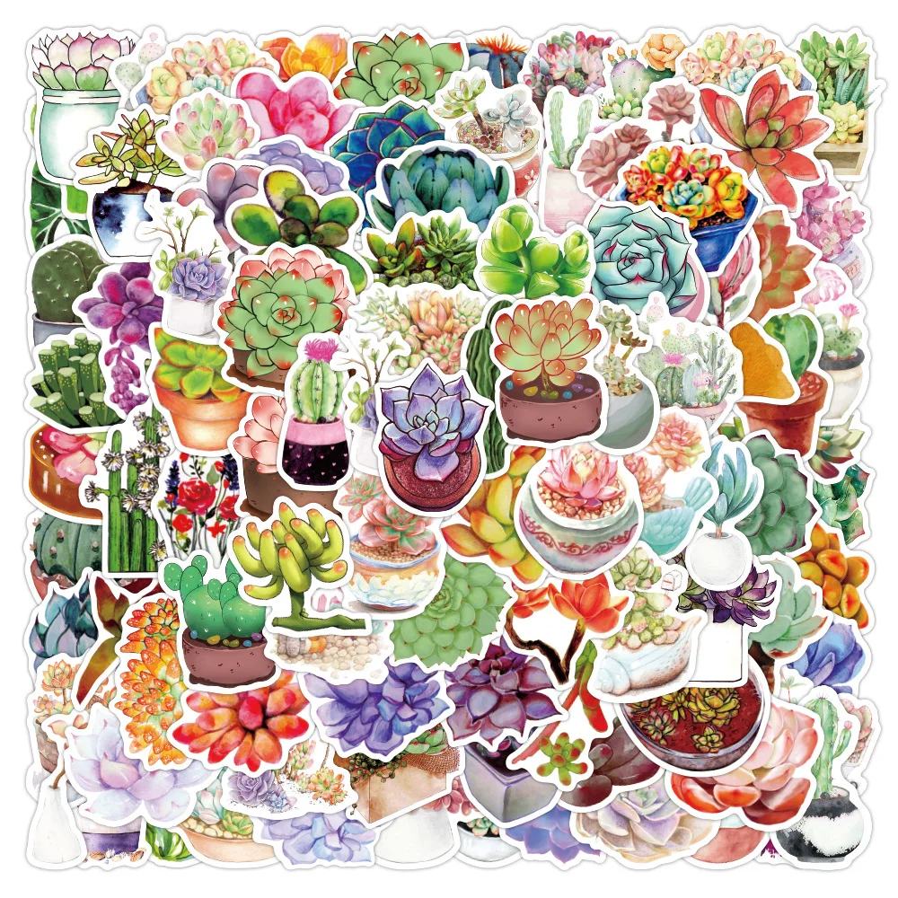 46 Pcs Plants Scrapbook Stickers Diy Decoration Paper Potted Plant Stickers  For Kid Diy Art Crafts Album Planners Laptop