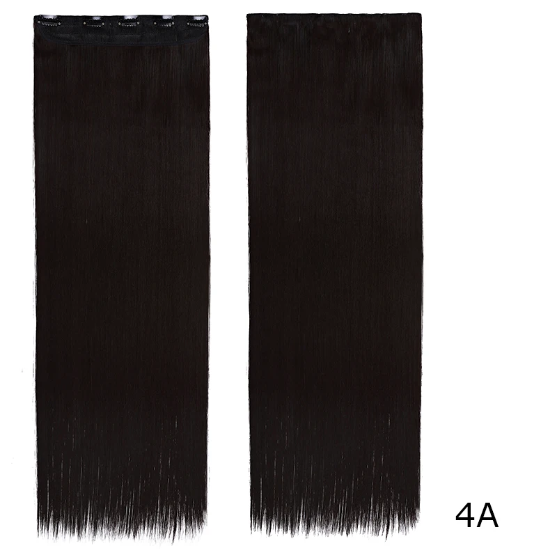 S-noilite длинные прямые волосы для наращивания на 5 клипсах для женщин, синтетические высокотемпературные волокна, натуральные волосы - Цвет: 4A