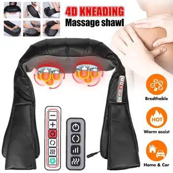 

3D kneading Shiatsu Infrared Heated Kneading Car/Home Massagem Cervical Back Neck Massager Shawl Device Shoulder Massager