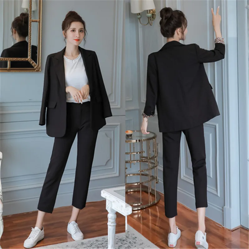 Модный осенний женский высококачественный темпераментный костюм на одной пуговице, пальто и модные узкие брюки, деловой стиль, тонкий брючный костюм