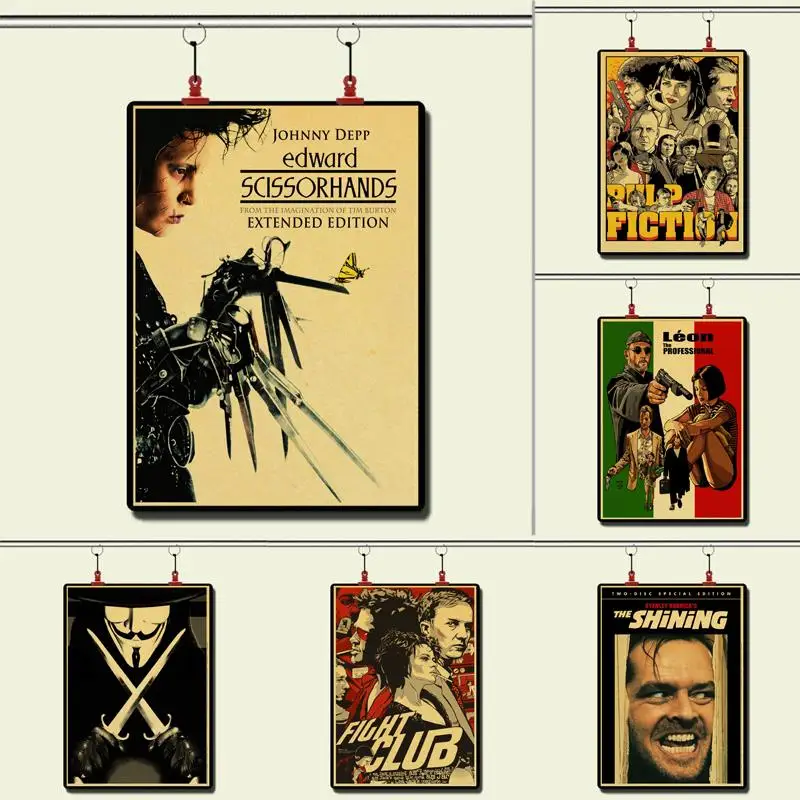 Classic Movie Fight Club/Shining/Kill Bill/Pulp Fiction Poster Retro Poster Kraft Paper For Home Bar Wall Decor/Stickers