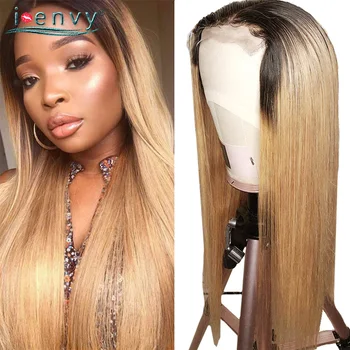 

Peruvian Colored Lace Front Human Hair Wigs 27 Straight Blonde Wigs for women Honey Blonde Lace Part Wigs ombre blonde Remy Hair