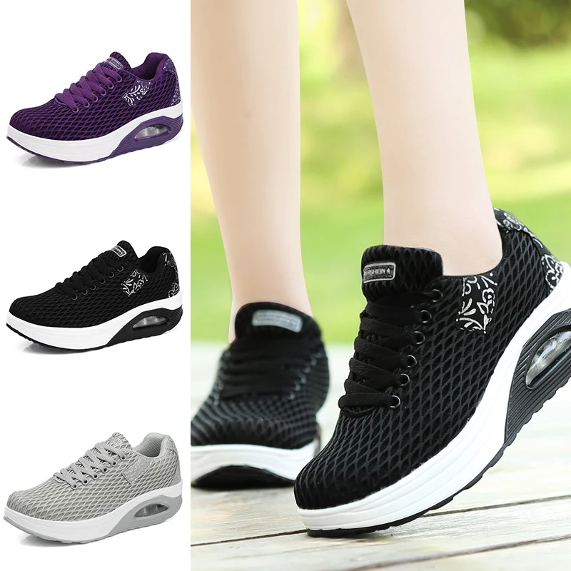 

Women Casual Shoes Lightweight Slip On Wedge Platform Sneakers Women Breathable Air Mesh Autum Winter Swing Shoes Tenis Feminino