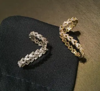 

women Fashion wheat ear bone clip geometric irregular shiny rhinestone delicated ear accessories