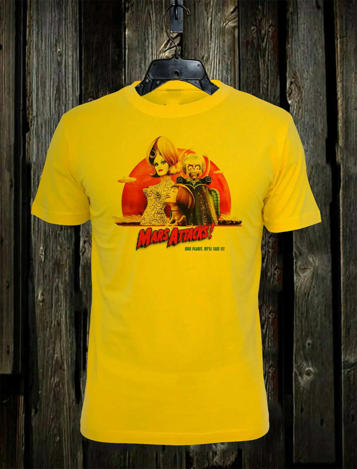 Цвет: желтый MARS ATTACKS футболка S-3XL унисекс фильм ретро культ комедии SCI-FI - Цвет: Цвет: желтый