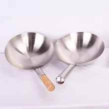 Толстая большая кастрюля ковш из нержавеющей стали шеф-повара для приготовления пищи вок большая ложка для супа кухонная Сковорода с ручкой для ресторана ложка железная