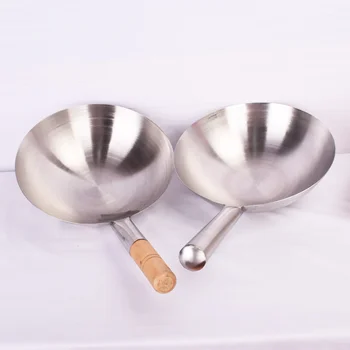 

thick Big pot ladle Stainless steel chef Cooking wok large soup spoon Kitchen frying pot shell Restaurant handle spoon Iron