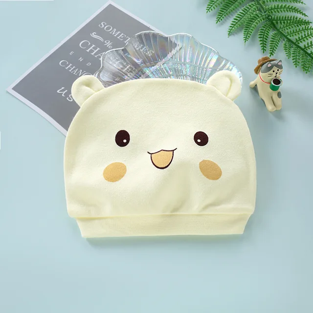 Four Seasons Kids Newborn Baby Hats 100% Cotton Cap 40 Color Cartoon Cute Printed Hat Suitable for 0-12 Months Baby Accessories Pikachu yellow